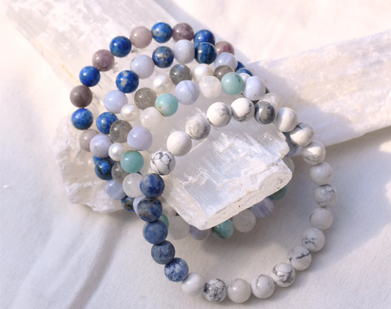 Crystalis custom power bracelets on selenite